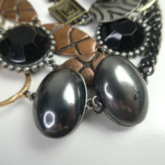 Erica Lyons Chunky Beaded Necklace Plus Size Friendly Super Long Grey Black 38" - Picture 3 of 7